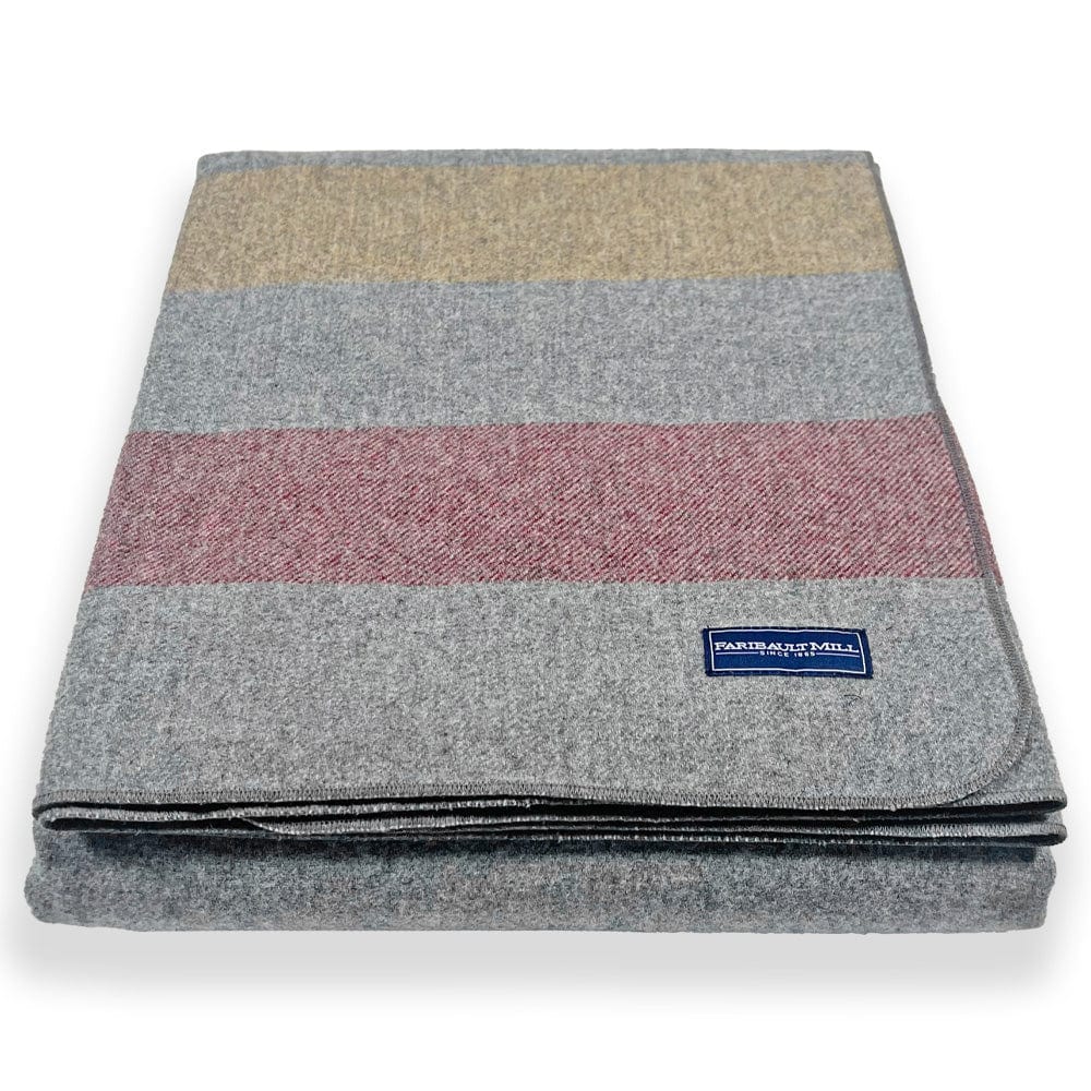 Faribault Mill Queen Frontier Lightweight Wool Blanket - Gray