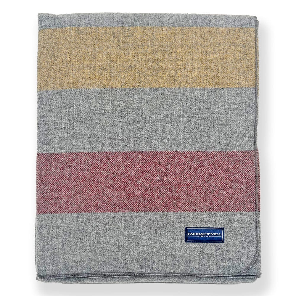 Faribault Mill Queen Frontier Lightweight Wool Blanket - Gray
