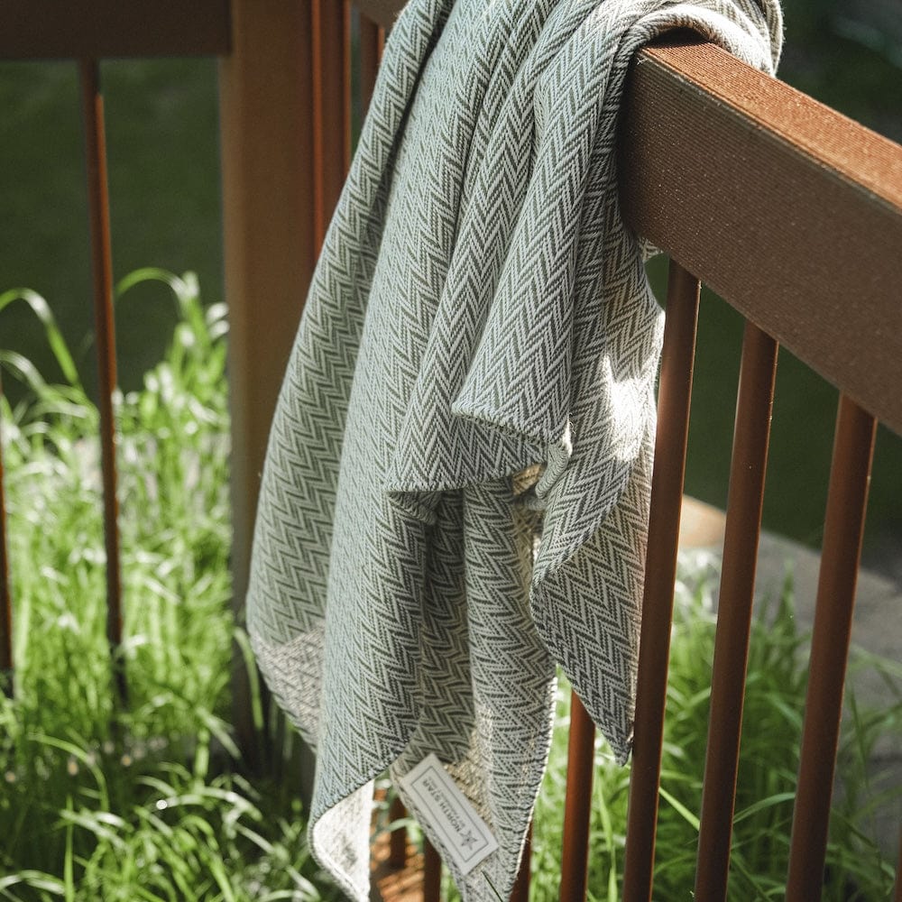 Factory Second North Star Reverse Twill Throw - Green Current Faribault group-gallery Machine Washable north star sustainable throws