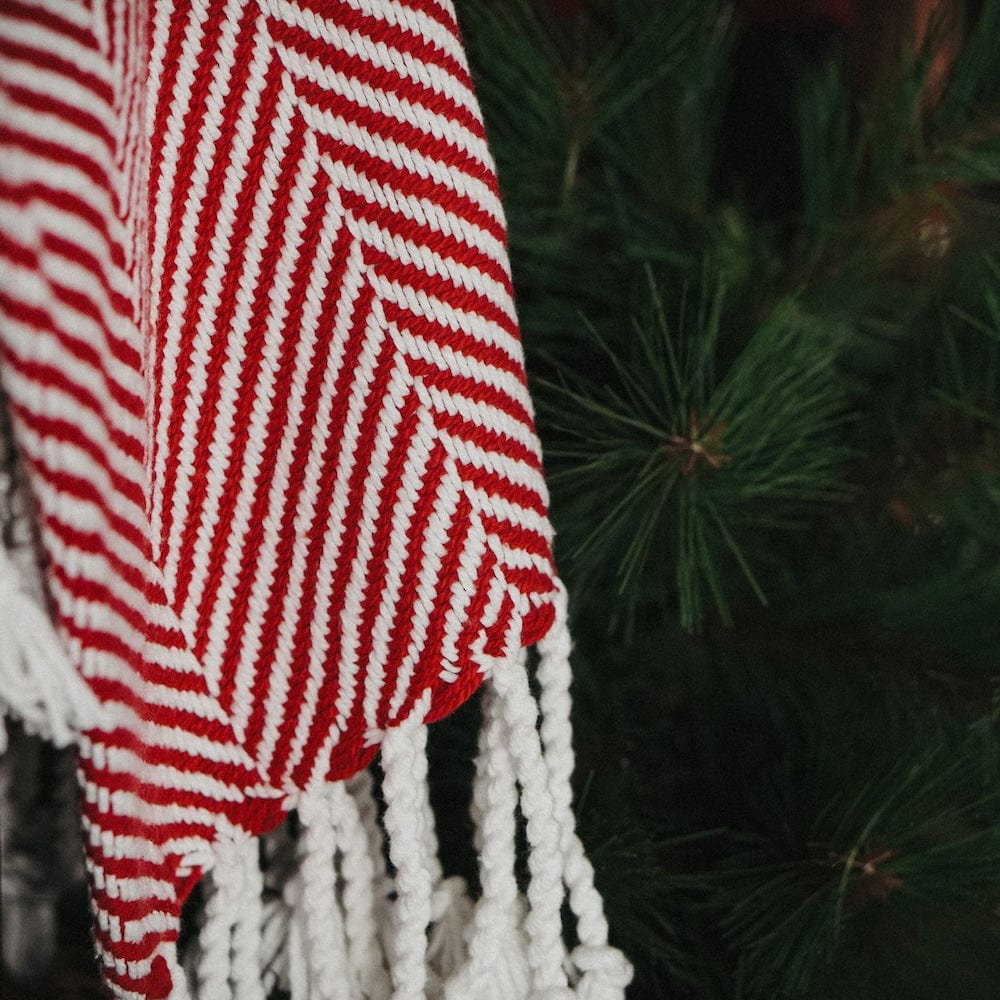Monhegan Cotton Throw With Fringe - Breton Red active All Throws Best Seller Cotton Throws Current Full Price FWM group-gallery Herringbone Collection Herringbone Throw machine washable Maine Monhegan Cotton Throw With Fringe New Lower Price personalization Regular Priced Throws