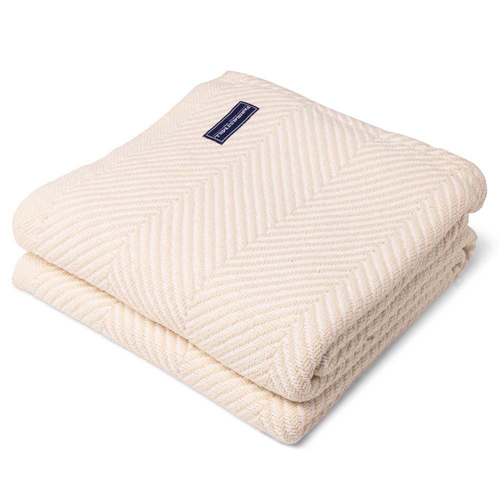 Factory Second Monhegan Fringeless Natural White active All Throws Best Seller Cotton Throws FWM group-gallery Herringbone Collection Herringbone Throw Regular Priced Throws