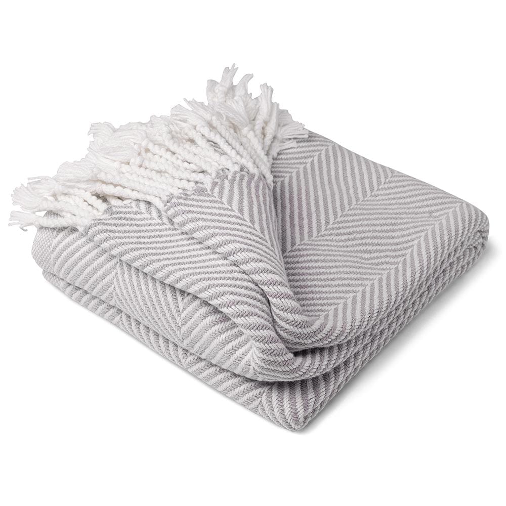 Monhegan Cotton Throw With Fringe - Dove Gray active All Throws Best Seller Cotton Throws Current Full Price FWM group-gallery Herringbone Collection Herringbone Throw machine washable Maine Monhegan Cotton Throw With Fringe New Lower Price personalization Regular Priced Throws