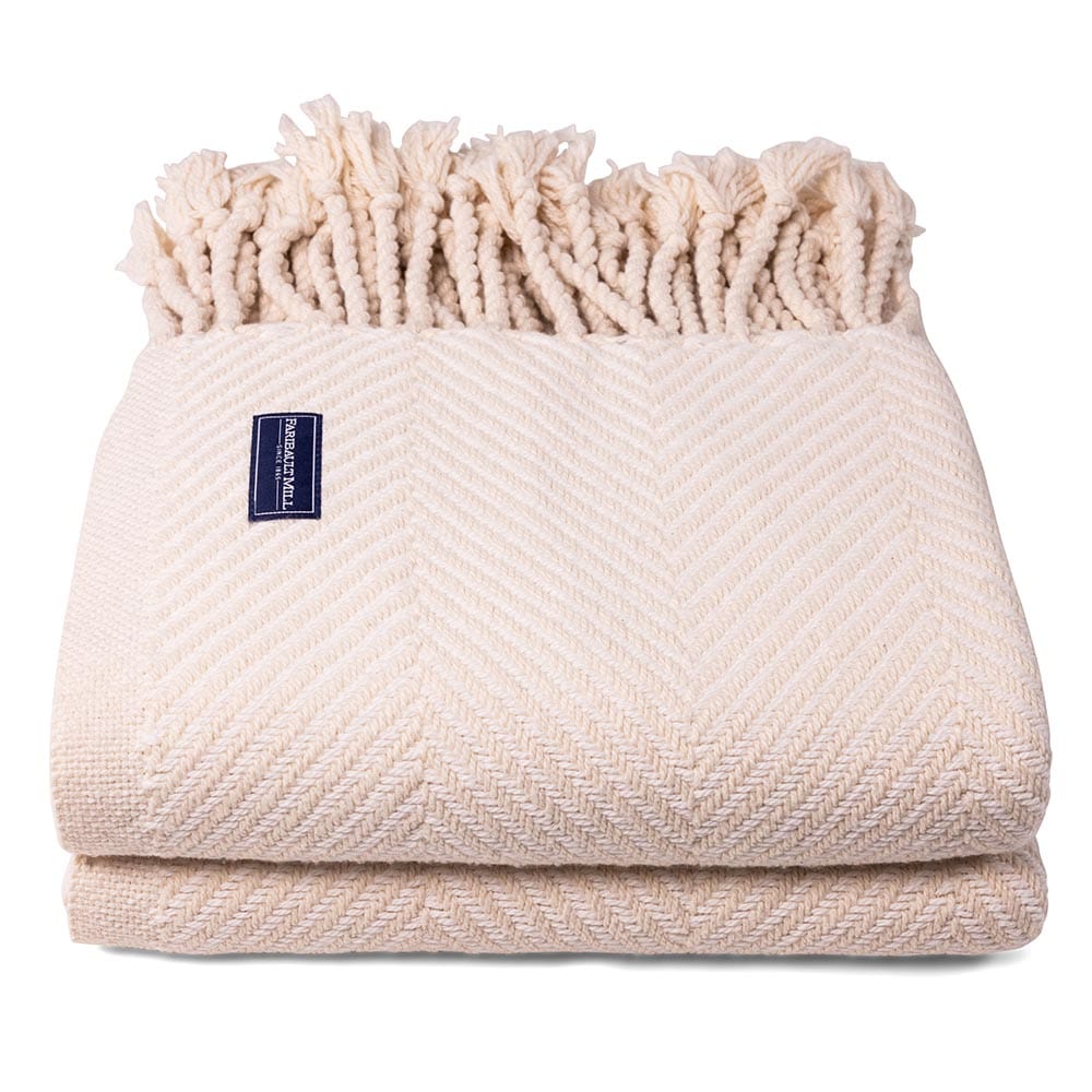 Monhegan Cotton Throw With Fringe - Natural active All Throws Best Seller Cotton Throws Current Full Price FWM group-gallery Herringbone Collection Herringbone Throw machine washable Maine Monhegan Cotton Throw With Fringe New Lower Price personalization Regular Priced Throws
