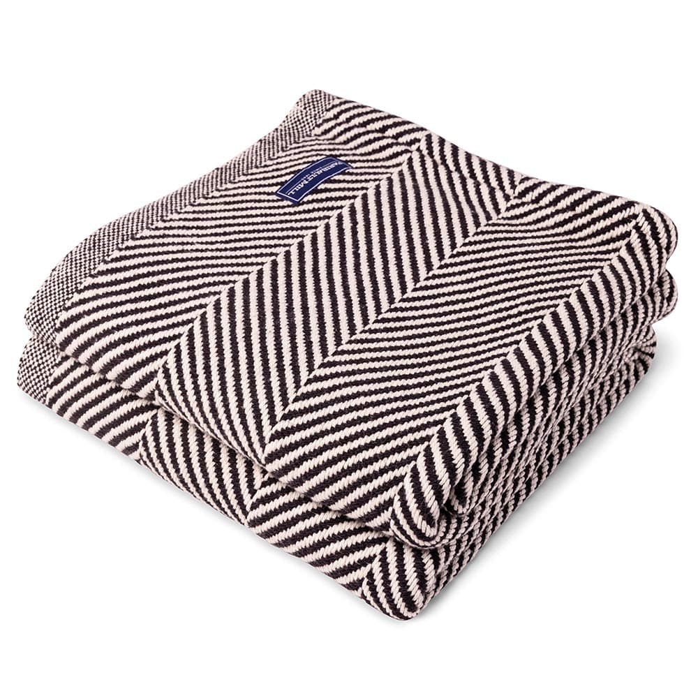Monhegan Cotton Throw Without Fringe - Ebony 48" x 70" active All Throws Best Seller Cotton Throws Current Full Price FWM group-gallery Herringbone Collection Herringbone Throw machine washable Maine Monhegan Cotton Throw Without Fringe New Lower Price personalization Regular Priced Throws