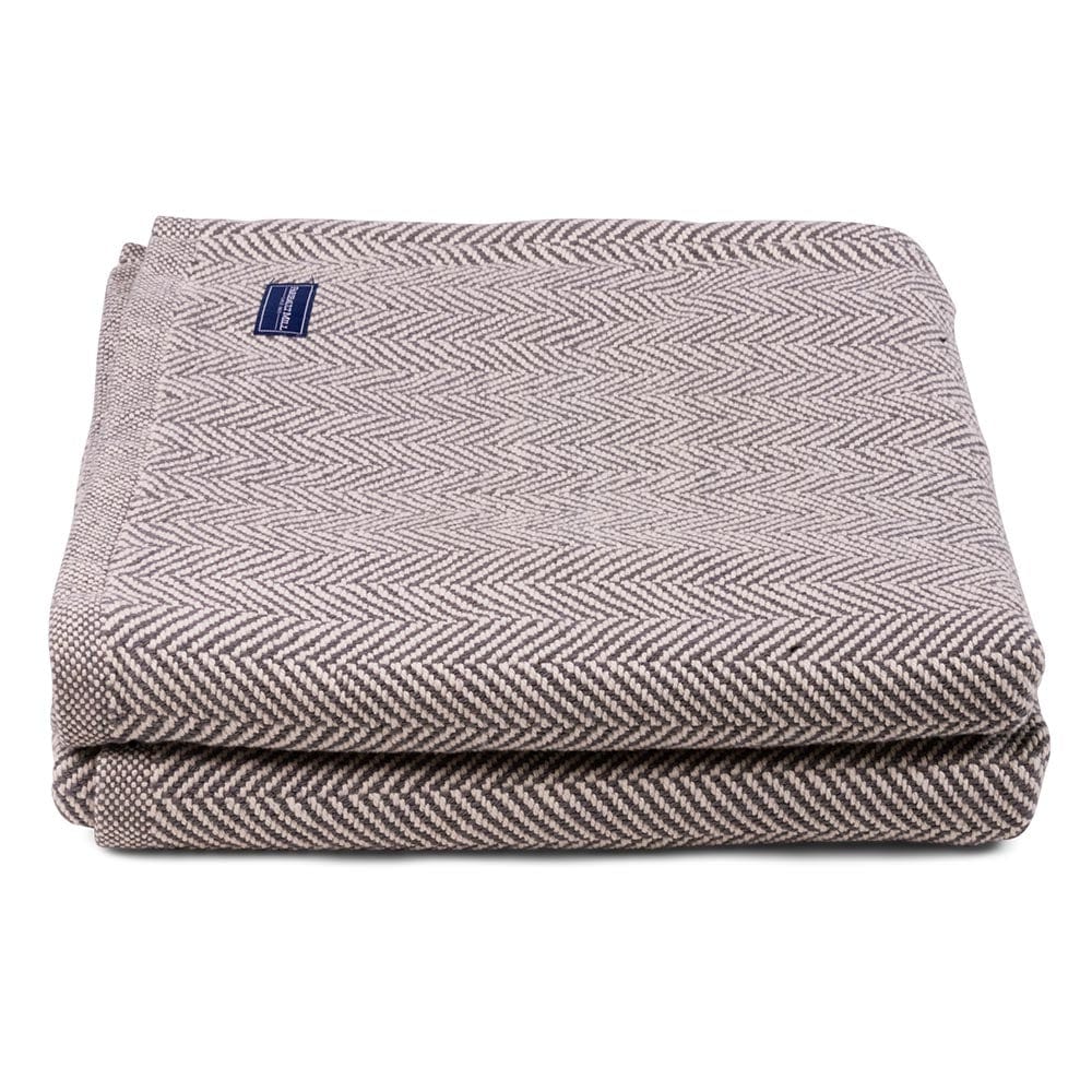Penobscot Cotton Blanket - Slate active Current Full Full Price group-gallery Herringbone King machine washable Maine New Lower Price Patterns & Plaids Penobscot Cotton Blanket personalization Queen Twin