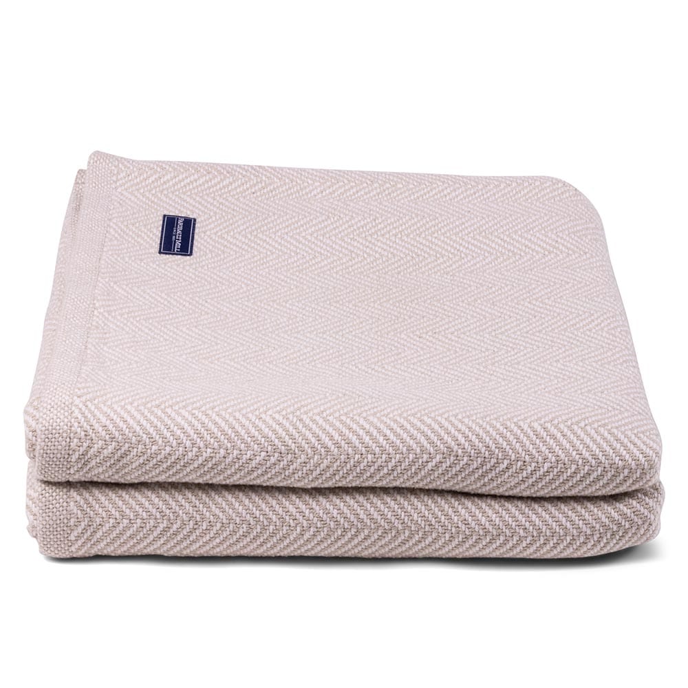 Penobscot Cotton Blanket - Oyster active Current Full Full Price group-gallery Herringbone King machine washable Maine New Lower Price Patterns & Plaids Penobscot Cotton Blanket personalization Queen Twin