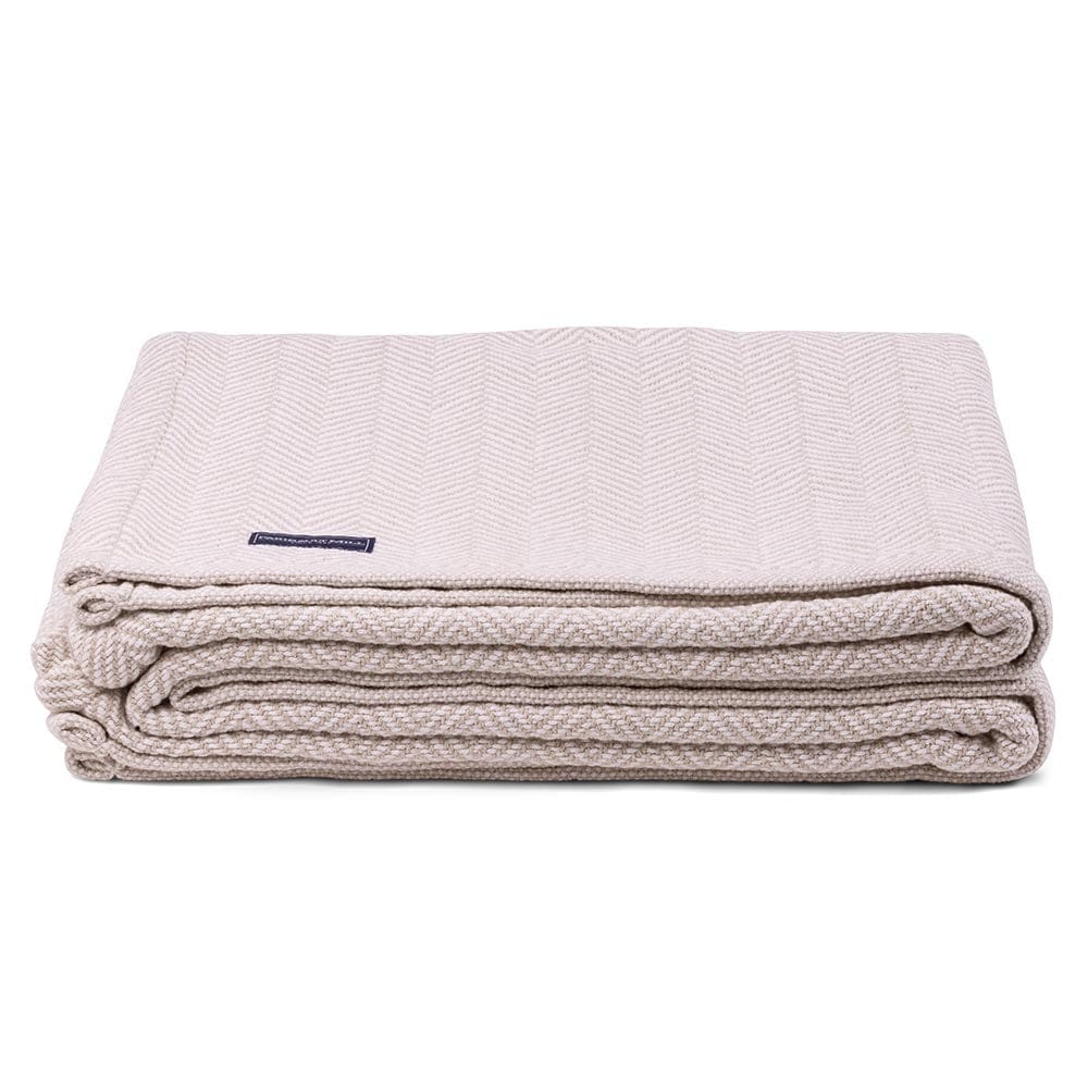 Penobscot Cotton Blanket - Oyster active Current Full Full Price group-gallery Herringbone King machine washable Maine New Lower Price Patterns & Plaids Penobscot Cotton Blanket personalization Queen Twin