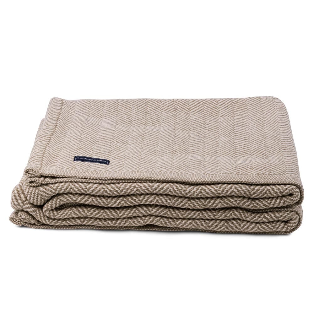Penobscot Cotton Blanket - Stone active Current Full Full Price group-gallery Herringbone King machine washable Maine New Lower Price Patterns & Plaids Penobscot Cotton Blanket personalization Queen Twin