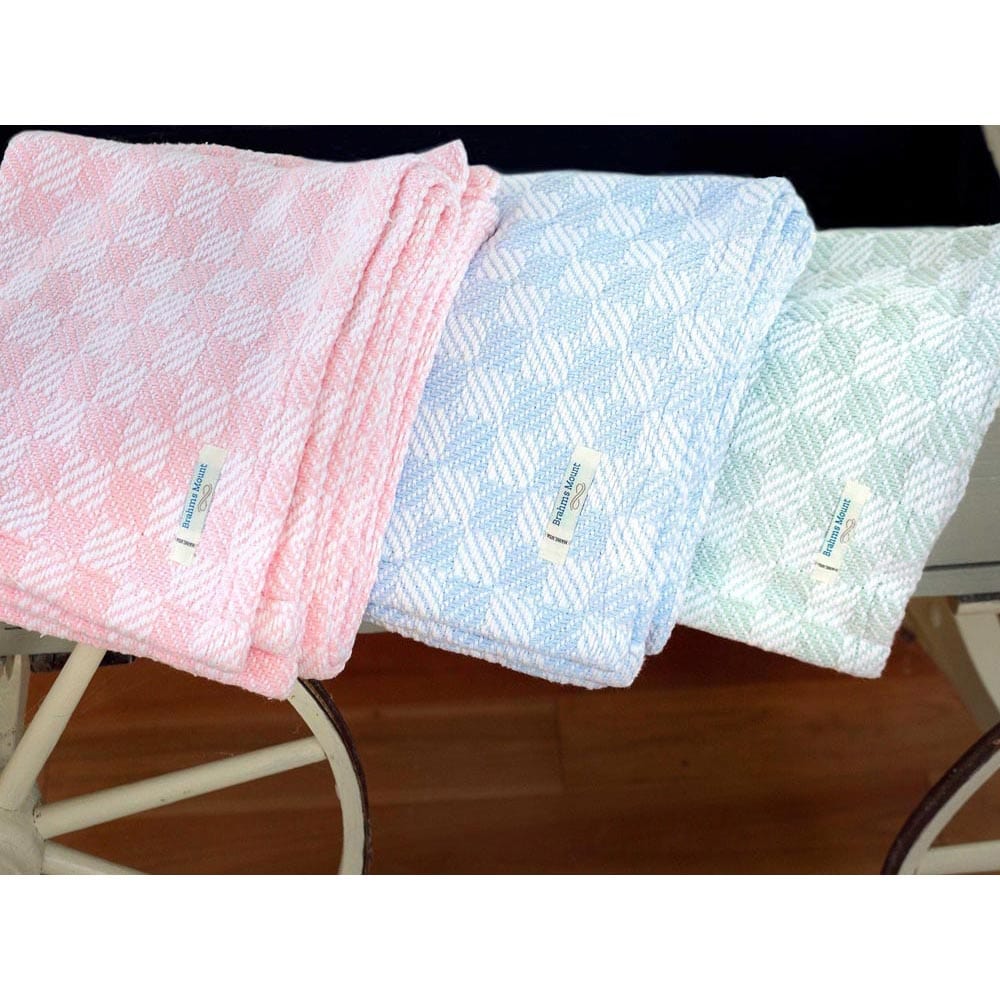 Pogonia Cotton Baby Blanket - Pale Pink active Current Full Price group-gallery machine washable Maine New Lower Price Patterns & Plaids personalization Pogonia Cotton Baby Blanket