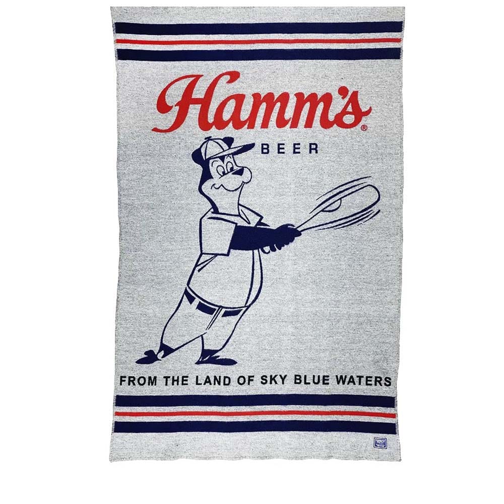 Hamm's Beer Baseball Bear Wool Throw Blanket 42" x 65" active Current Dry clean or hand wash Hamm's Beer Wool Throw New Lower Price