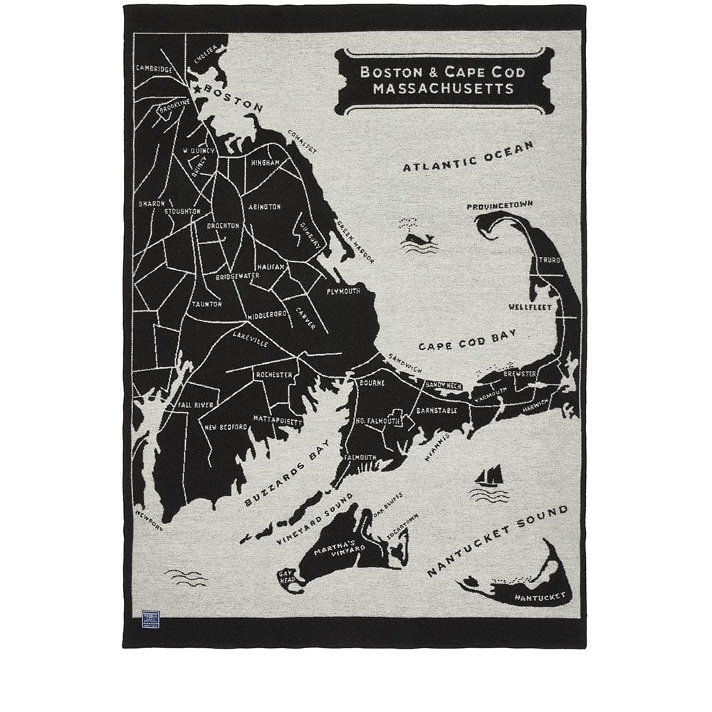 Boston Map Wool Throw 48" x 68" active Current Dry clean or hand wash Faribault Full Price Lakes & Maps New Lower Price