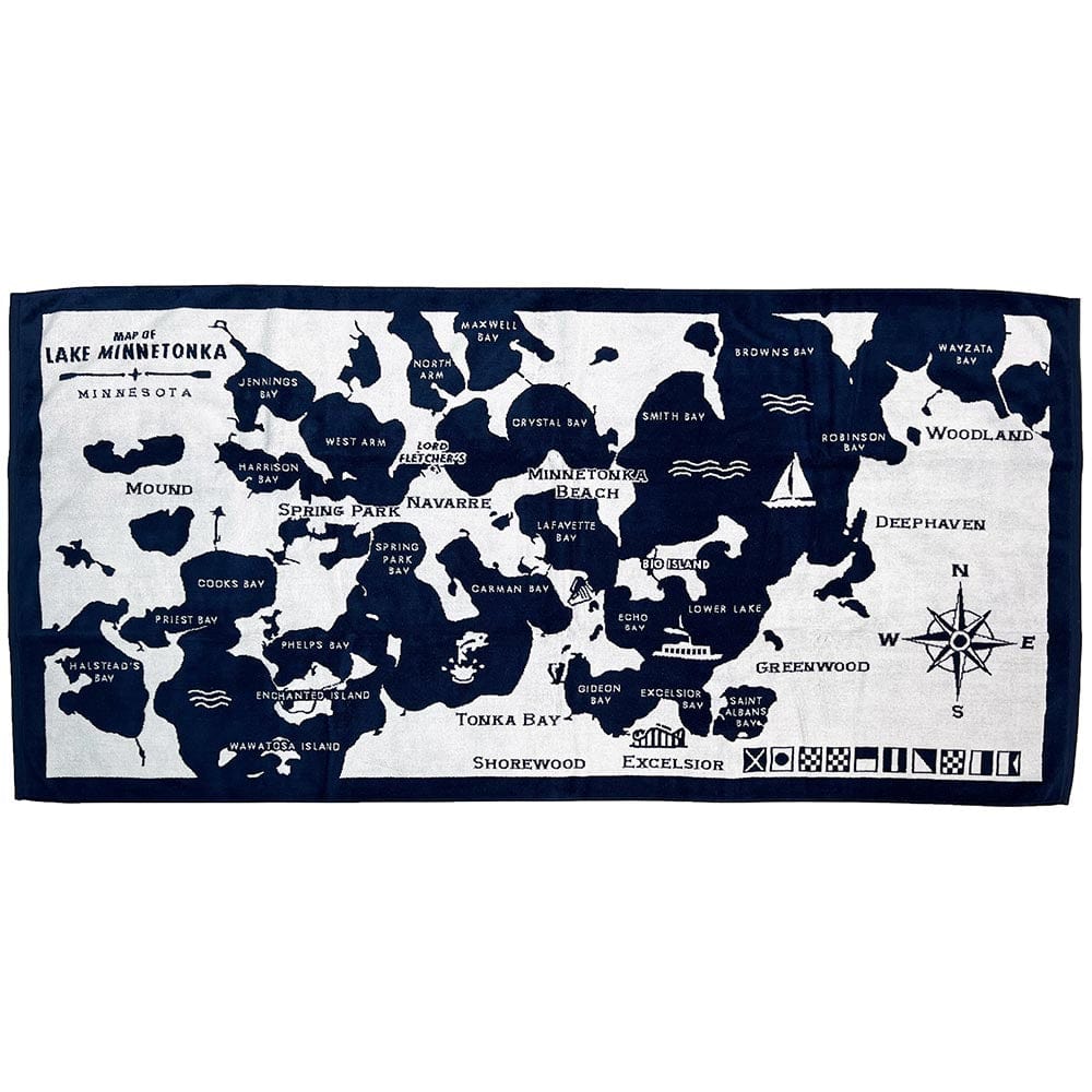 Lake Minnetonka Map Towel Lake Minnetonka active Current Faribault Full Price machine washable New Lower Price Towel