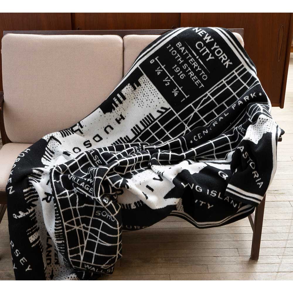 New York City Map Wool Throw active Current Dry clean or hand wash Faribault Lakes & Maps New Lower Price