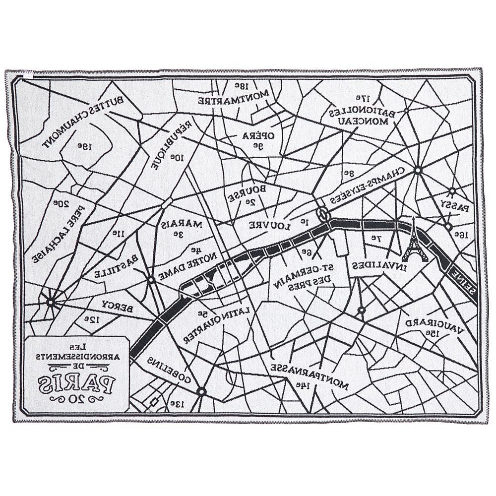 Paris Map Wool Throw active Current Dry clean or hand wash Faribault Lakes & Maps New Lower Price