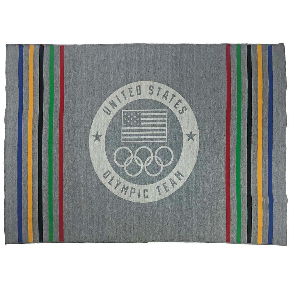 US Olympic Team Wool Throw Blanket - Puck Logo 42" x 65" active Current Dry clean or hand wash Faribault group-gallery New Lower Price US Olympic Throw