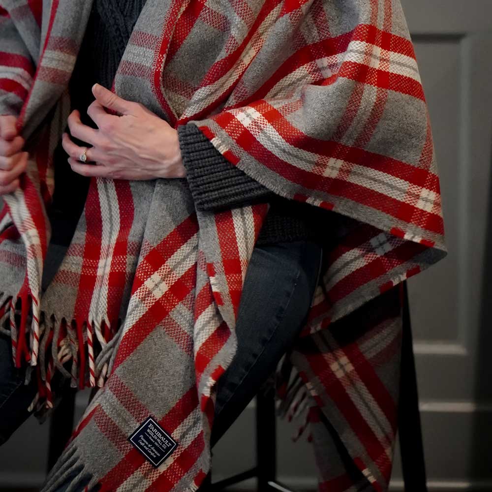 Minnehaha Falls Wool Shawl - Red active Current Dry clean or hand wash Full Price group-gallery Patterns & Plaids