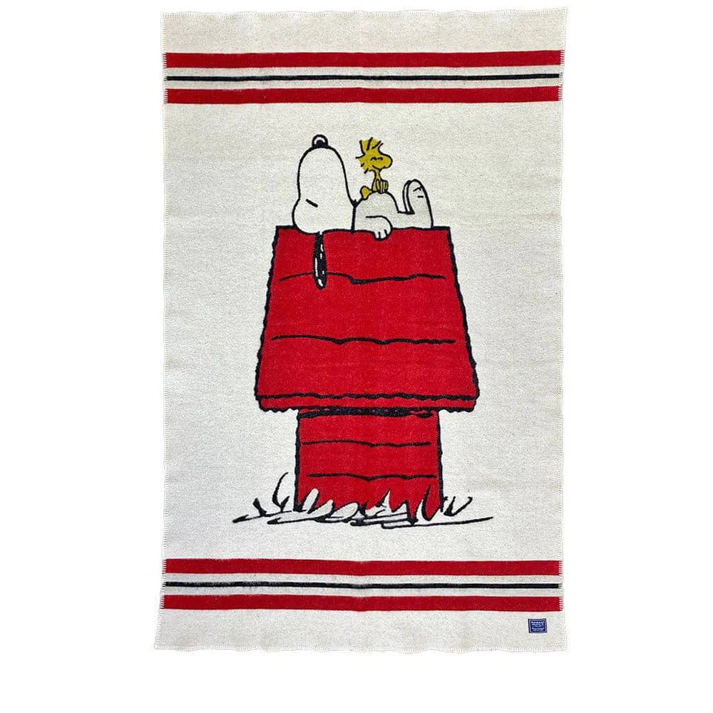 Factory Second Snoopy House Wool Throw Blanket 42" x 65" active Dry clean or hand wash Factory Second Peanuts Wool Throw Faribault Peanuts